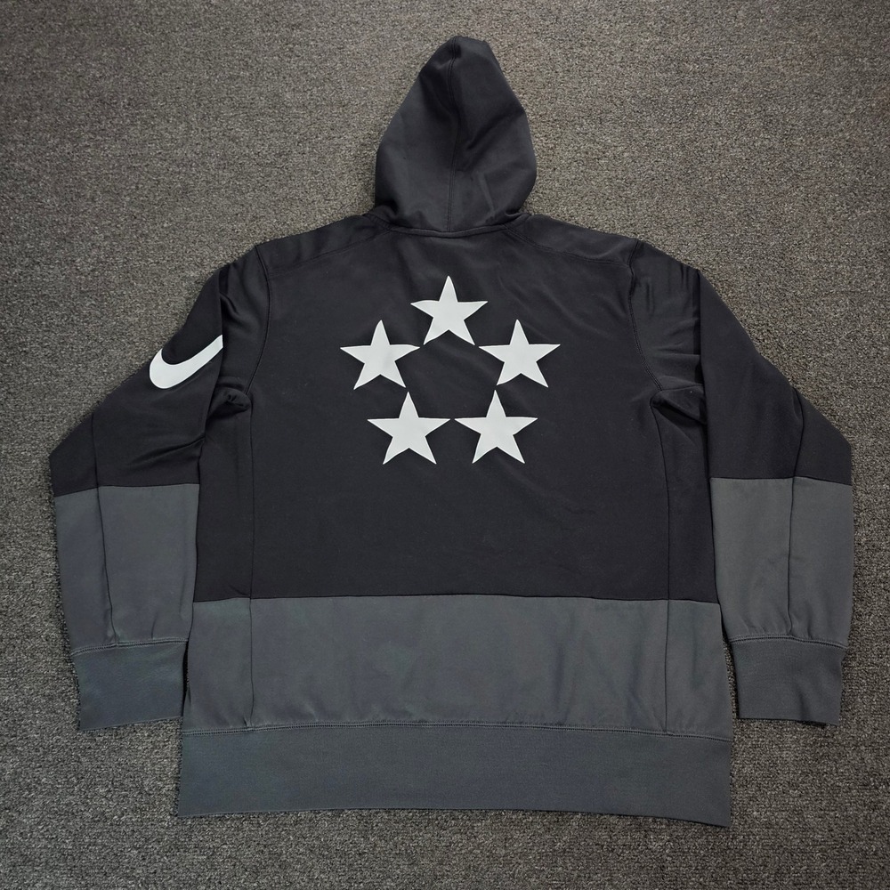 Nike Therma-Fit Hoodie Mens Large Black Grey Star Graphic Pullover 815573-010